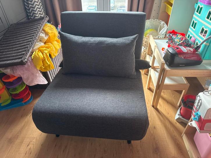 Eenpersoons Slaapbank / Stoel - Ideaal voor kleine ruimtes!, Huis en Inrichting, Fauteuils, Gebruikt, Stof, 75 tot 100 cm, Ophalen