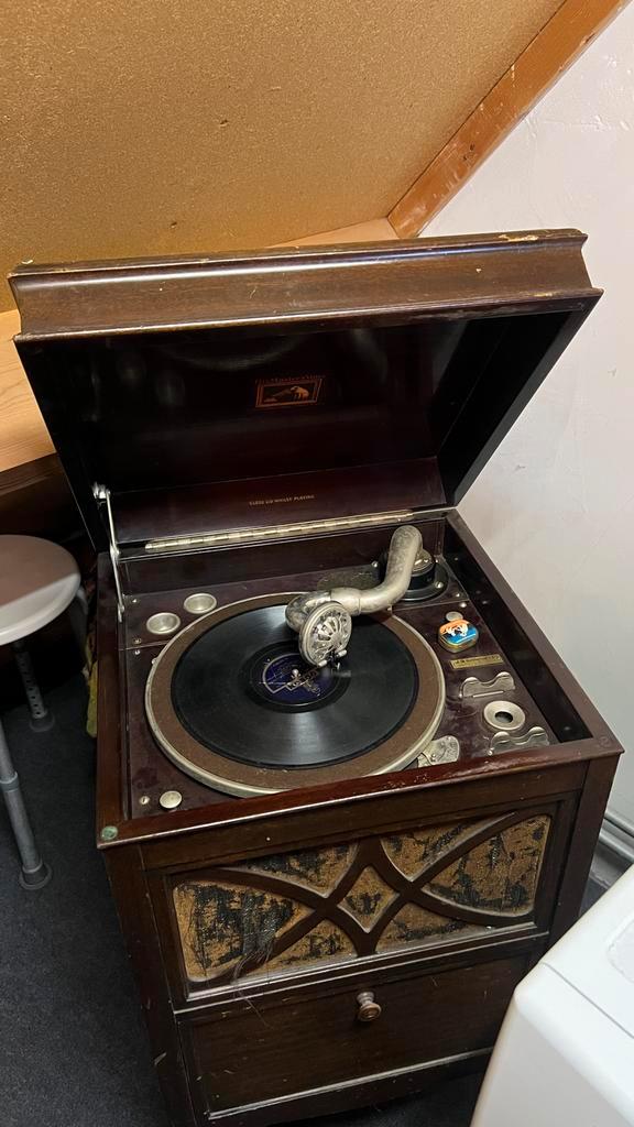 Vintage His Master's Voice Platenspeler, Antiek en Kunst, Antiek | Tv's en Audio, Ophalen