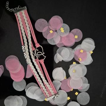 Roze witte veters armbandenset nieuw! beschikbaar voor biedingen