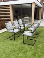 Moderne grijze stoel met armleuning 6 stuks, Huis en Inrichting, Ophalen, Gebruikt, Metaal, Grijs