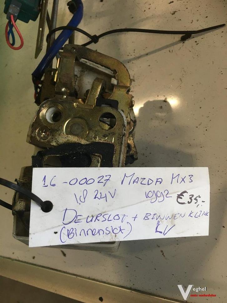 Mazda MX3 1992 Slotmechaniek incl binnengreep Linksvoor, Auto-onderdelen, Carrosserie en Plaatwerk, Gebruikt, Ophalen of Verzenden