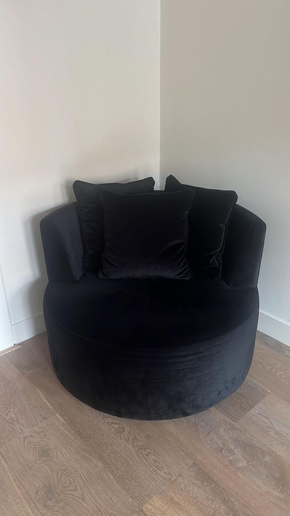 Bocx Zwarte Velours Fauteuil, Huis en Inrichting, Fauteuils, Zo goed als nieuw, Stof, 100 tot 125 cm, 75 tot 100 cm, Ophalen