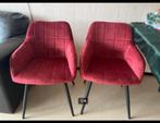 2 rode velvet stoelen met armleuning, Huis en Inrichting, Stoelen, Twee, Ophalen of Verzenden, Zo goed als nieuw, Modern
