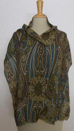 Batik/ethnische print bruine 100% wollen print sjaal, Verzenden, Zo goed als nieuw, Maat 38/40 (M), Sjaal