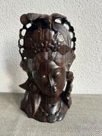 Houten Beeld van Vrouw met Kroon, Ophalen of Verzenden