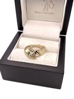 Gouden Fantasie Design Ring 0.02 Briljant Geslepen Diamant, 18 tot 19, -, -, Ophalen of Verzenden