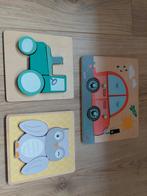 3 houten puzzels! 4,5 en 6 stukjes!, Ophalen, Gebruikt, Van hout, Minder dan 10 stukjes