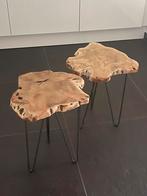 2 stuks bijzet tafeltjes Teakhout teak, Huis en Inrichting, Tafels | Bijzettafels, Ophalen, Minder dan 45 cm, Minder dan 55 cm