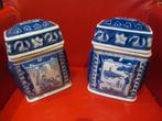 Chinees porceleinen theebus 2 stuks blauw wit 20cm erg mooi, Antiek en Kunst, Ophalen of Verzenden