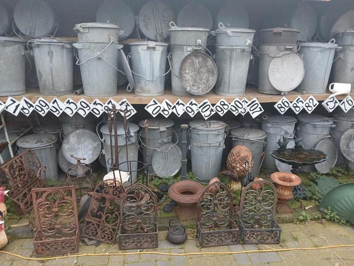Zinken Vuilnisemmer - Vintage Stijl, Huis en Inrichting, Woonaccessoires | Prullenbakken, Gebruikt, Ophalen of Verzenden