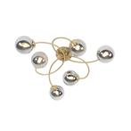 Moderne plafondlamp goud 6-lichts met smoke glas - Athens, Ophalen of Verzenden, Nieuw, Glas