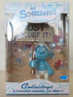 Smurfen: Smurf met bord Just Smurf It, Ophalen of Verzenden, Nieuw, Overige Smurfen, Poppetje, Figuurtje of Knuffel