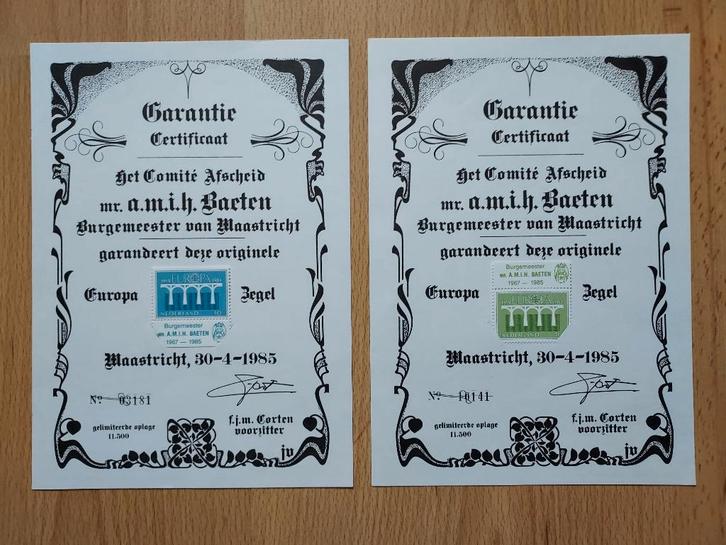 Europazegels 1985 met Garantie Certificaten, Postzegels en Munten, Postzegels | Nederland, Postfris, Ophalen of Verzenden