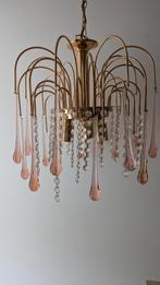 Roze Murano glas druppel kroonluchter roodgoud, Ophalen of Verzenden, Zo goed als nieuw