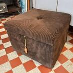 Vintage ribfluwelen / corduroy poef met opbergruimte., Minder dan 50 cm, Minder dan 50 cm, Ophalen of Verzenden, Zo goed als nieuw