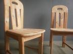 Twee ongelakte blank houten eettafelstoelen bijzetstoelen, Huis en Inrichting, Stoelen, Gebruikt, Bruin, Ongelakt hout, Ophalen of Verzenden