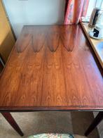 Mahoniehouten eettafel met 4 stoelen, Ophalen, Gebruikt, Jaren 50-60, 200 cm of meer
