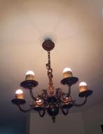 Vintage 6 armig bronzen kroonluchter hanglamp, Ophalen of Verzenden