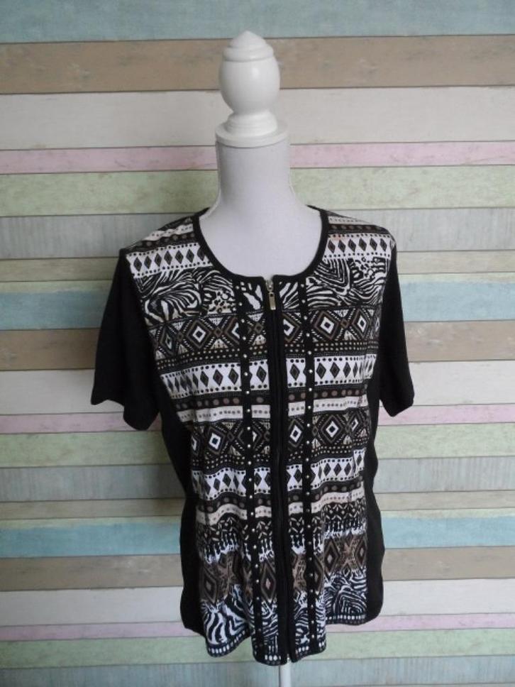 Top: Top met ritssluiting – Canda - M  , Kleding | Dames, Tops, Zo goed als nieuw, Maat 38/40 (M), Zwart, Korte mouw, Ophalen of Verzenden