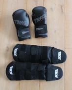 Kickbokshandschoenen Decathlon 12oz + scheenbeschermers Joya, Ophalen of Verzenden, Zo goed als nieuw, Bokshandschoenen
