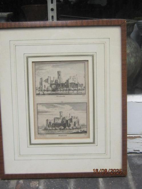 HUIS SPANGEN (Overschie) Orig Dubbele Kopergravure Rademaker, Antiek en Kunst, Kunst | Etsen en Gravures, Ophalen of Verzenden