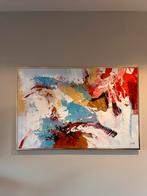 Abstract schilderij met gouden frame - 81x122 cm, Antiek en Kunst, Kunst | Schilderijen | Abstract, Ophalen of Verzenden