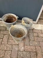 Vintage Zinken Emmer Set - 3 stuks, Ophalen, Gebruikt, Zink, Met handgreep