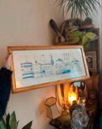 Vintage schilderij met weckpotten - houten omlijsting, Antiek en Kunst, Kunst | Schilderijen | Klassiek, Ophalen of Verzenden