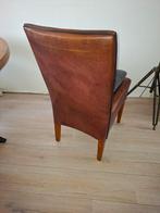 Set lederen tafelstoelen bruin/bordeaux, Huis en Inrichting, Fauteuils, Ophalen, Gebruikt