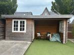 Prachtig tuinhuisje van hout met overkapping, Tuin en Terras, Tuinhuizen, Ophalen, 200 tot 400 cm, Tuinhuis, Zo goed als nieuw