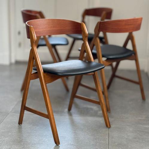 Henning Kjærnulf no.71 Deens design vintage stoelen restored, Huis en Inrichting, Stoelen, Zo goed als nieuw, Vier, Hout, Overige materialen