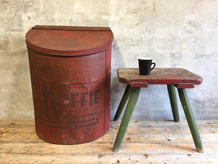 Groot vintage brocant industrieel koffieblik | 65 cm hoog, Verzamelen, Blikken, Gebruikt, Koffie, Overige merken, Ophalen of Verzenden