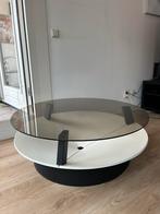 Glazen salontafel zwart/wit, Ophalen, Gebruikt, 50 tot 100 cm, Rond