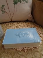 Vintage Pastel Blauw Celluloid Doosje Jaren 50 ** Mimosa **, Antiek en Kunst, Curiosa en Brocante, Ophalen of Verzenden