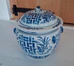 Chinese deksel pot blauw wit handgeschilderd 20e eeuw VRC, Antiek en Kunst, Antiek | Porselein, Ophalen of Verzenden