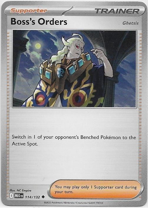 Mega Evolution,  Boss's Orders [Ghetsis] [uncommon] 114/132, Hobby en Vrije tijd, Verzamelkaartspellen | Pokémon, Nieuw, Losse kaart