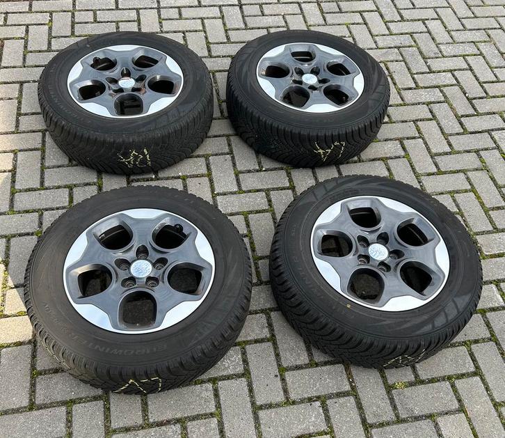 Lichtmetalen velgen + winterbanden Jeep Compass / Renegade, Auto-onderdelen, Banden en Velgen, Velg(en), Winterbanden, 16 inch