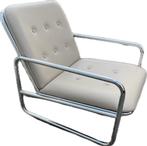 Fauteuil buizenframe met leer, Ophalen, Zo goed als nieuw, Leer