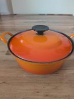 Le Creuset 22 cm., Huis en Inrichting, Ophalen of Verzenden, Zo goed als nieuw, Gietijzer, Koekenpan of Braadpan
