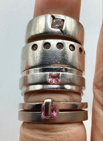 Vintage Esprit ring 925 zilver ingelegd met kristallen zwaar beschikbaar voor biedingen