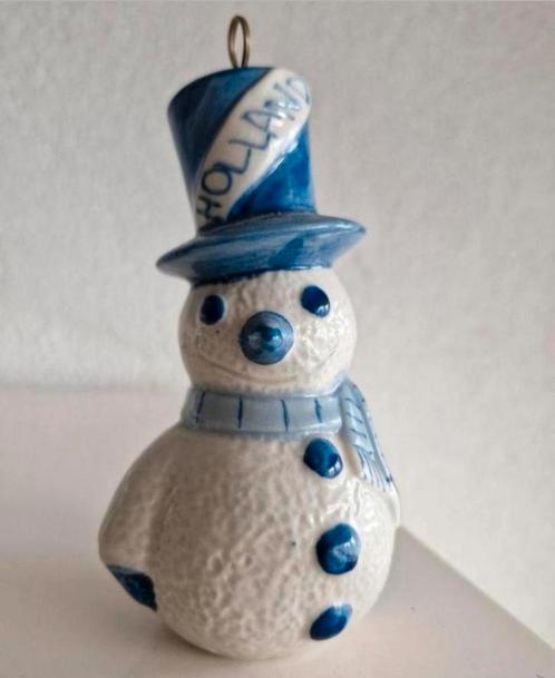 Delftsblauw/witte Sneeuwpop met Holland op Hoed, Diversen, Kerst, Zo goed als nieuw, Ophalen of Verzenden