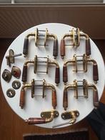 Messing deurkrukken met beslag, Ophalen of Verzenden, Gebruikt, Koper of Messing, Klink of Kruk