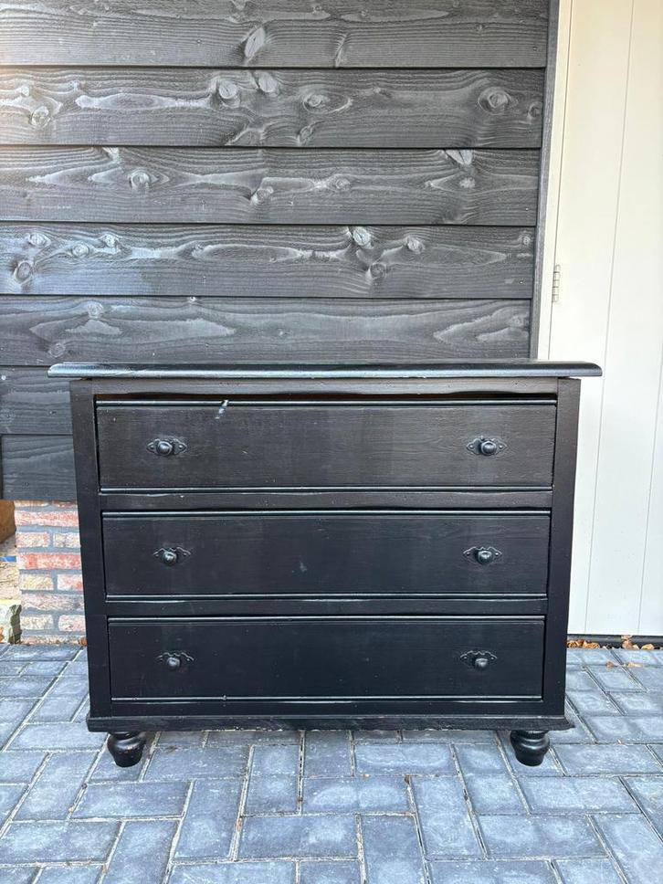 Ladekast 3 laden zwart, Huis en Inrichting, Kasten | Ladekasten, Gebruikt, Minder dan 100 cm, 50 tot 100 cm, 25 tot 50 cm, Grenenhout