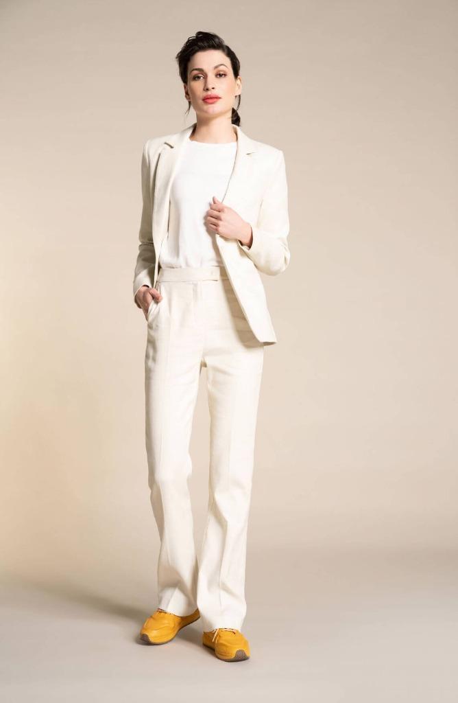Prachtig linnen pak Anna van Toor maat 40, Kleding | Dames, Broeken en Pantalons, Zo goed als nieuw, Maat 38/40 (M), Beige, Lang
