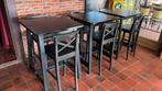 Drie hoge tafels met zes stoelen zwart, Ophalen, Gebruikt
