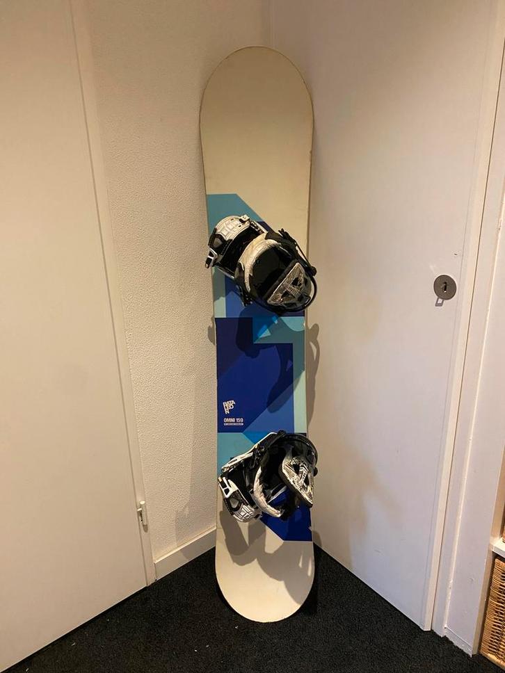 Snowboard met bindingen, gewaxt en geslepen maat 159, Sport en Fitness, Snowboarden, Gebruikt, Board, Ophalen of Verzenden