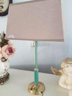Mid Century Brass tafel lamp, messing- Groen, Ophalen of Verzenden, Zo goed als nieuw, Minder dan 50 cm