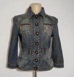 "Damaged" blauw spijkerjasje van Just (Roberto) Cavalli, Verzenden, Zo goed als nieuw, Maat 34 (XS) of kleiner, Blauw