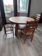 Massief eikenhouten eettafel met 4 bijpassende stoelen, Huis en Inrichting, Tafels | Eettafels, Ophalen, Gebruikt, 100 tot 150 cm