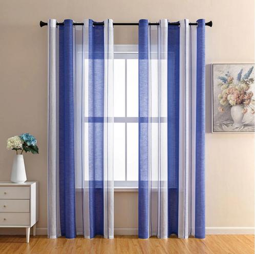 Blauwe Witte Inbetween Gordijnen Gordijn Doorschijnend, Huis en Inrichting, Stoffering | Gordijnen en Lamellen, Nieuw, Wit, Blauw